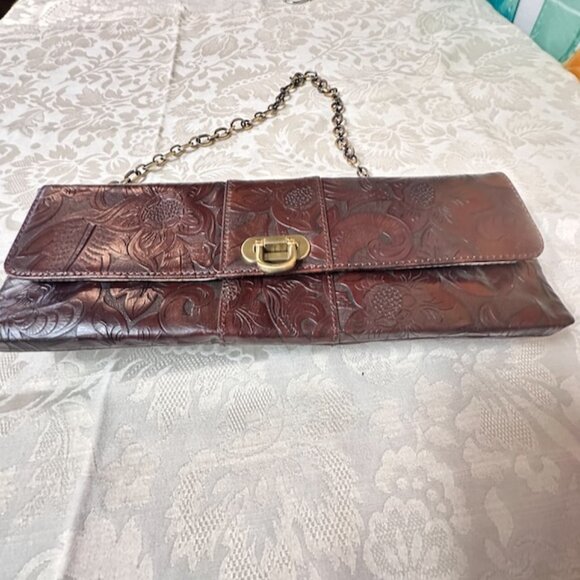 Nine West Tooled Leather Clutch / Shoulder Bag – 2-Way Style - Picture 10 of 13